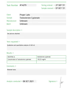 Alternative view of Testosterone Cypionate 200 – Proper Labs