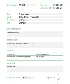 Alternative view of Testosterone Propionate 100 – Proper Labs